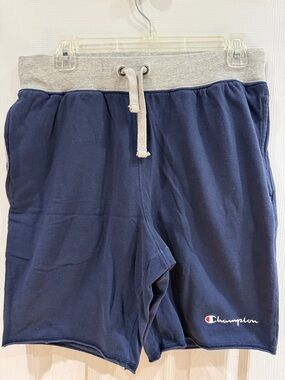 Champion Navy Blue Fleece Shorts with Light Gray Waistband